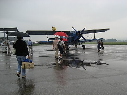 Das Regenwetter läd nicht gerade zum Fliegen ein.