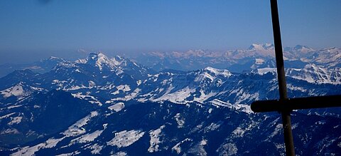 V.l.n.r Rigi, Hintergrund Säntis, Pilatus, rechts Glärnisch.